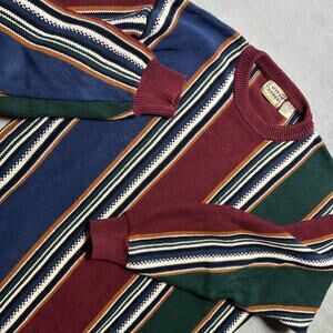 Vintage Coogie Style Sweater XL Cosby Protege Biggie 90s 3D Knit Henley Retro